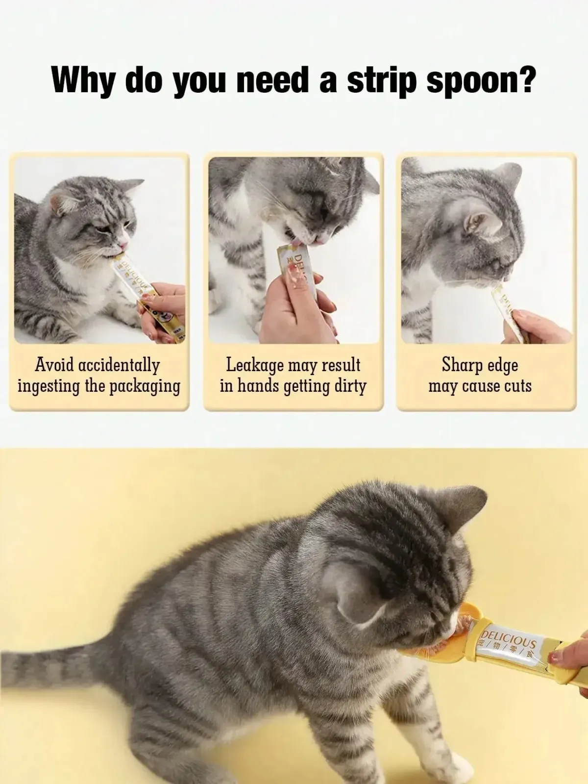 Cat Strip Feeder Spoon with Long Handle - Lickable Wet Food Dispenser for Pets, Ideal for Meat Mud and Squeeze Pouches, Essential Pet Supplies showcase 17