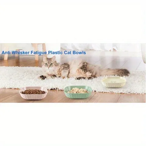 6pcs Non-Slip Cat Bowls Set: Whisker Fatigue Relief Shallow Dishes & 5.5in Wet Food Plates, Anti-Tip Pet Bowls for Indoor Cats showcase 2