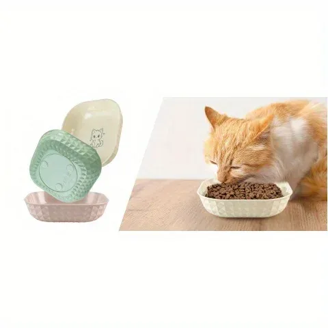 6pcs Non-Slip Cat Bowls Set: Whisker Fatigue Relief Shallow Dishes & 5.5in Wet Food Plates, Anti-Tip Pet Bowls for Indoor Cats showcase 6