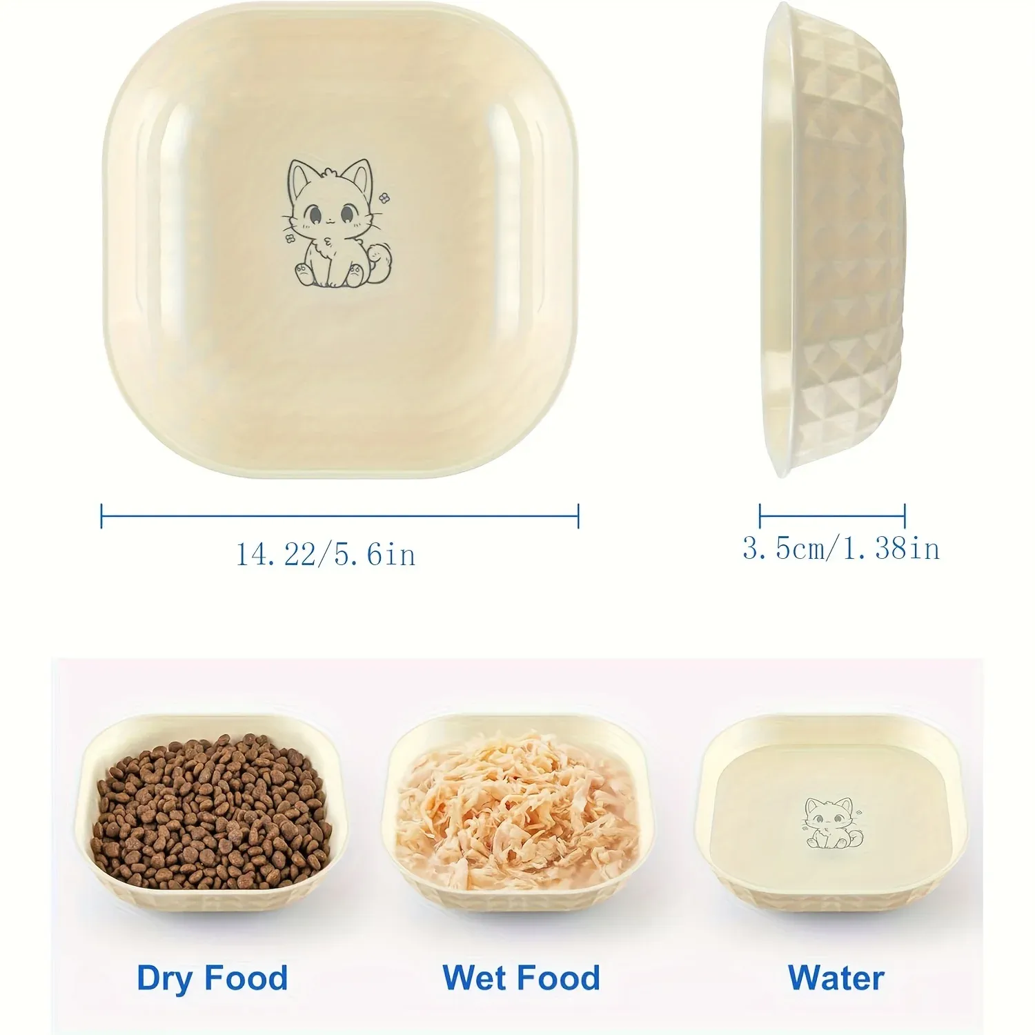 6pcs Non-Slip Cat Bowls Set: Whisker Fatigue Relief Shallow Dishes & 5.5in Wet Food Plates, Anti-Tip Pet Bowls for Indoor Cats thumbnail 2