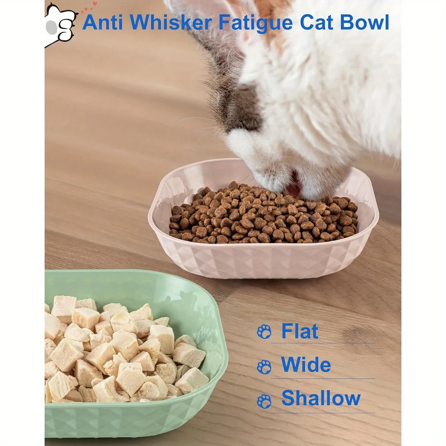 6pcs Non-Slip Cat Bowls Set: Whisker Fatigue Relief Shallow Dishes & 5.5in Wet Food Plates, Anti-Tip Pet Bowls for Indoor Cats thumbnail 5