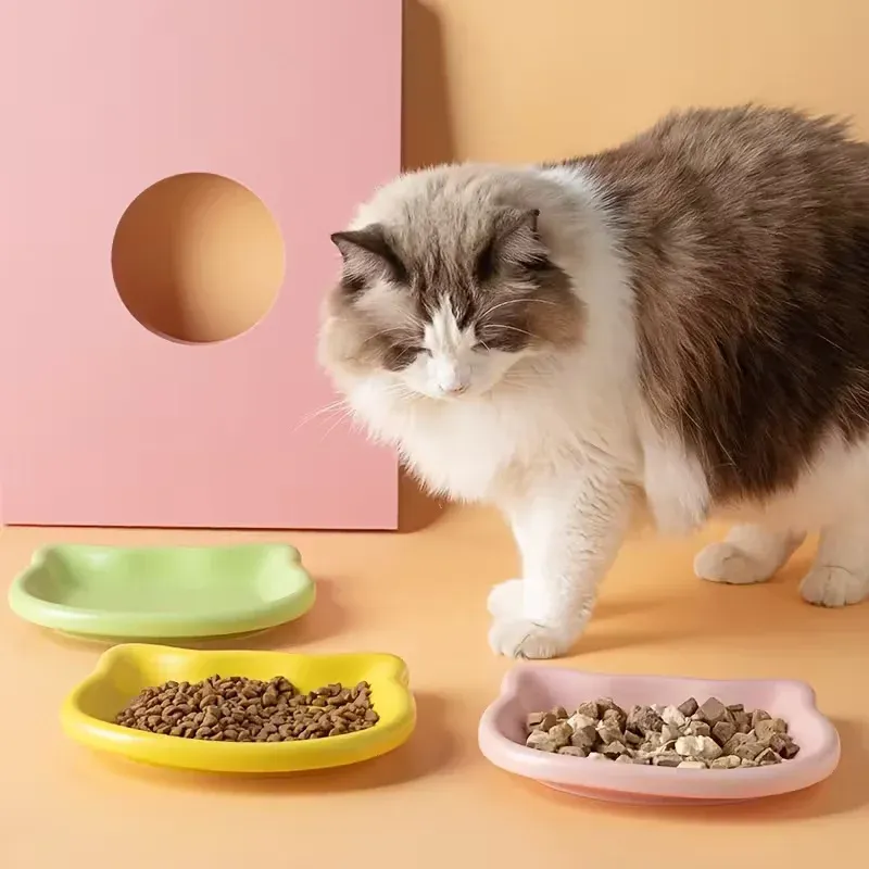 4pcs Premium Shallow Pet Dish Set - Ideal for Dwarf Cats & Small Dogs, Keeps Paws Clean, Perfect for Wet/Dry Food, Available in 4 Colors showcase 2