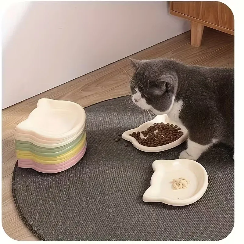 4pcs Premium Shallow Pet Dish Set - Ideal for Dwarf Cats & Small Dogs, Keeps Paws Clean, Perfect for Wet/Dry Food, Available in 4 Colors showcase 1