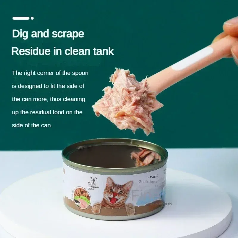 Pet Food Scraper Spoon for Canned Wet Food - Long Handle Stainless Steel Cleaner Tool for Cats & Dogs, Perfect for Mixing & Serving thumbnail 5
