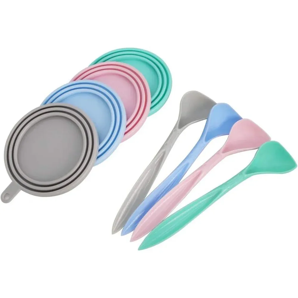 Reusable Silicone Pet Food Can Lids Set - Universal Fit for Cat & Dog Wet Food Cans, Includes Scoop Spoon for Freshness thumbnail 1