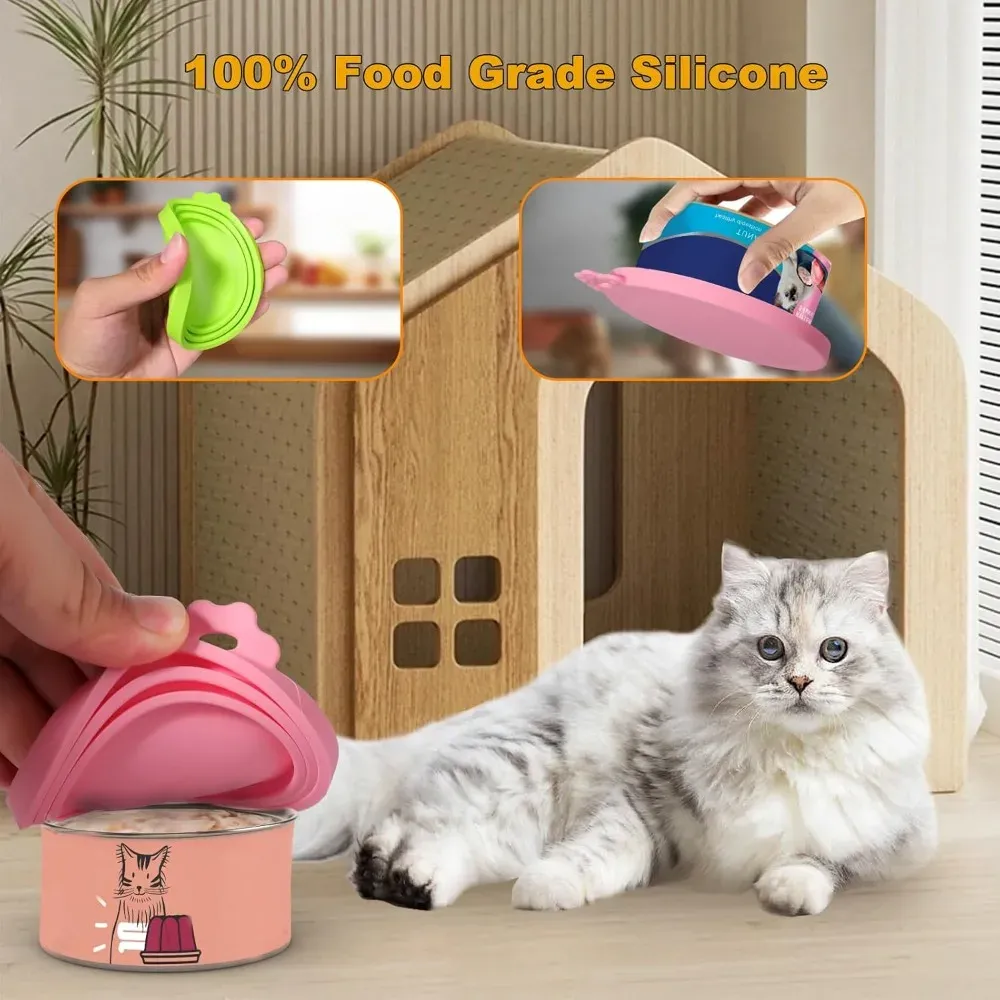 Reusable Silicone Pet Food Can Lids Set - Universal Fit for Cat & Dog Wet Food Cans, Includes Scoop Spoon for Freshness showcase 6