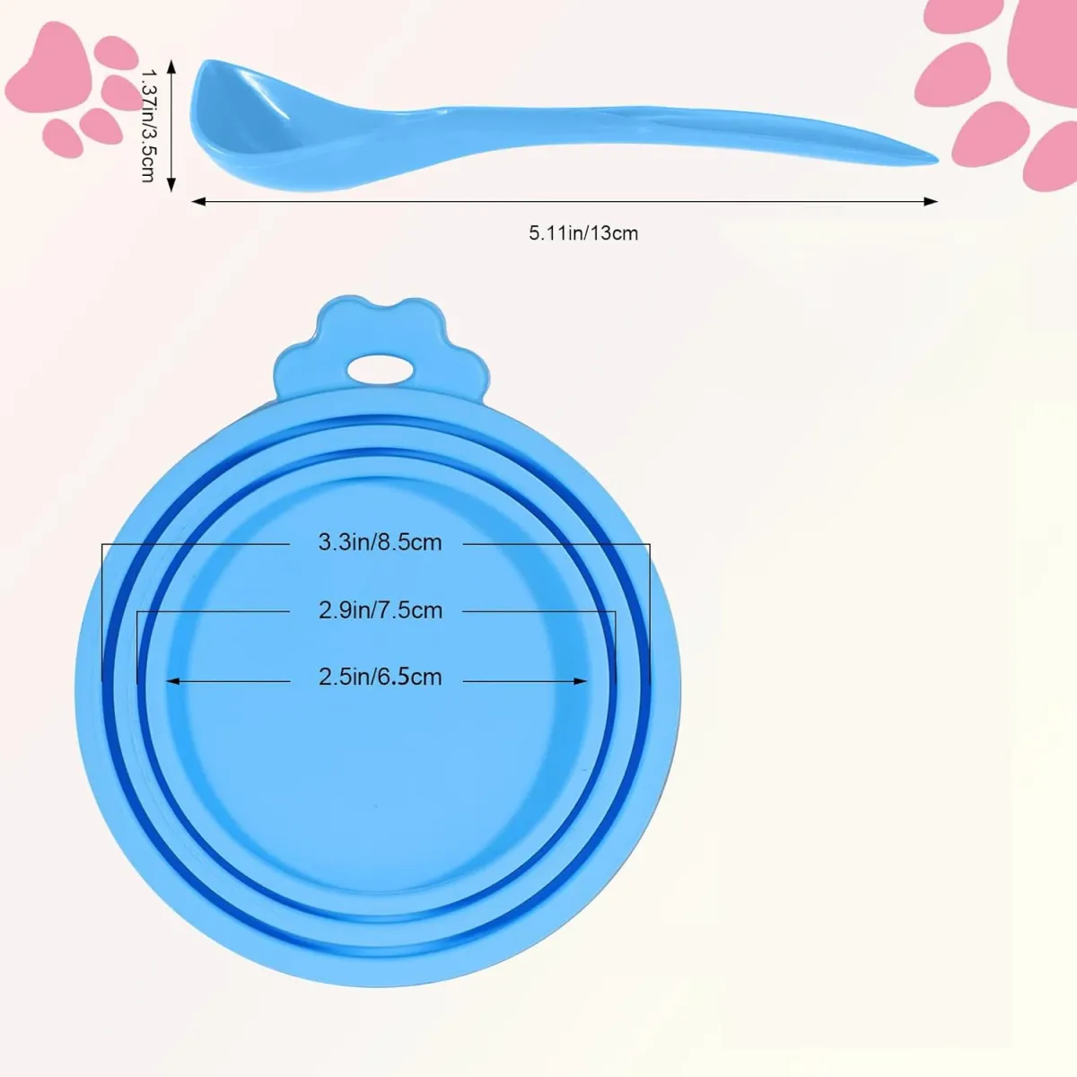 Reusable Silicone Pet Food Can Lids Set - Universal Fit for Cat & Dog Wet Food Cans, Includes Scoop Spoon for Freshness showcase 4