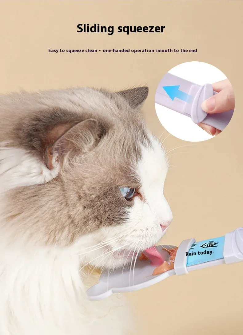 Cat Strip Feeder Spoon - Squeeze Dispenser for Wet Food & Treats, Mess-Free Pet Feeding Tool, Candy Color, 24.5cm showcase 5