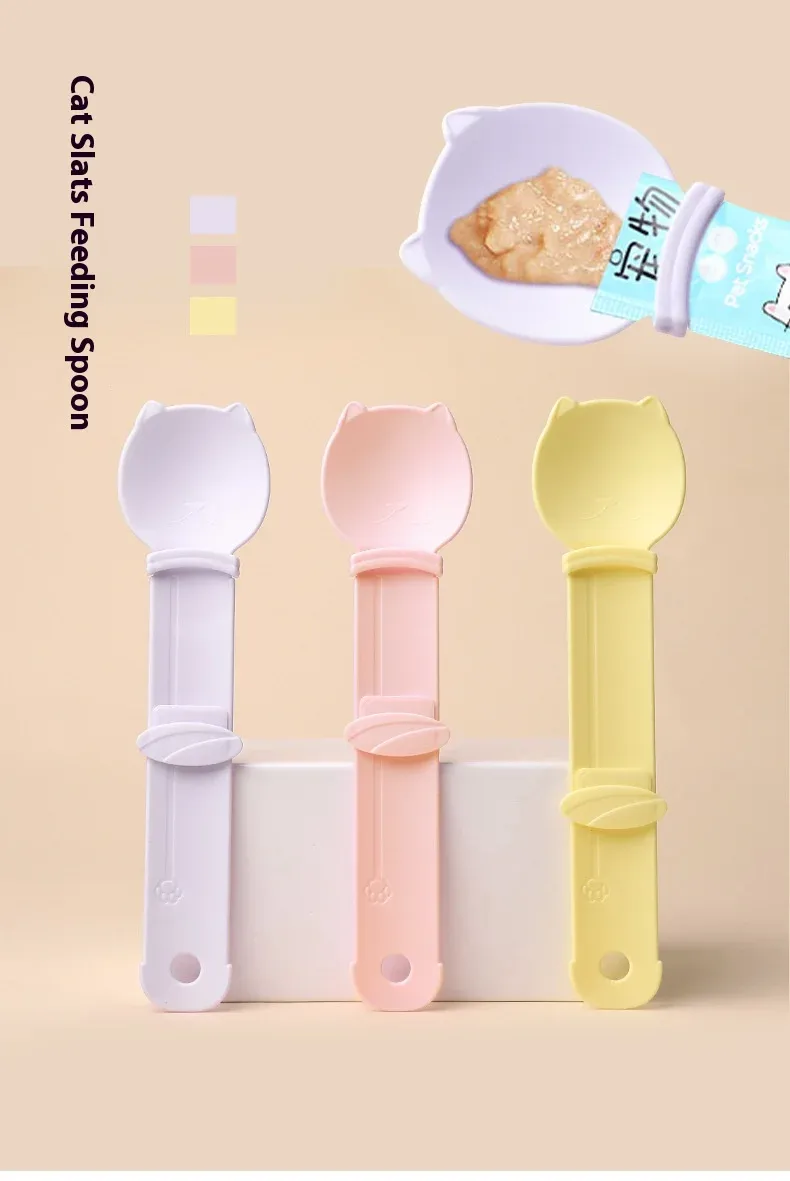 Cat Strip Feeder Spoon - Squeeze Dispenser for Wet Food & Treats, Mess-Free Pet Feeding Tool, Candy Color, 24.5cm showcase 1