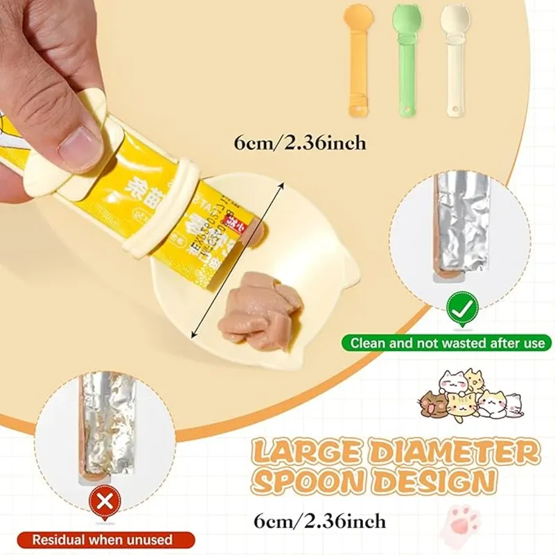 Cat Strip Feeder Spoon - Squeeze Dispenser for Wet Food & Treats, Mess-Free Pet Feeding Tool, Candy Color, 24.5cm thumbnail 4