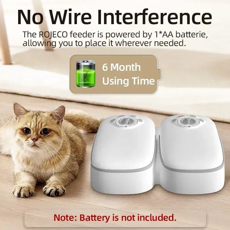 Automatic Dual Bowl Pet Feeder for Dogs & Cats | Timed Wet/Dry Food Dispenser with Ice Pack & Alarm Clock | Portable & Easy Clean Pet Food Solution thumbnail 4
