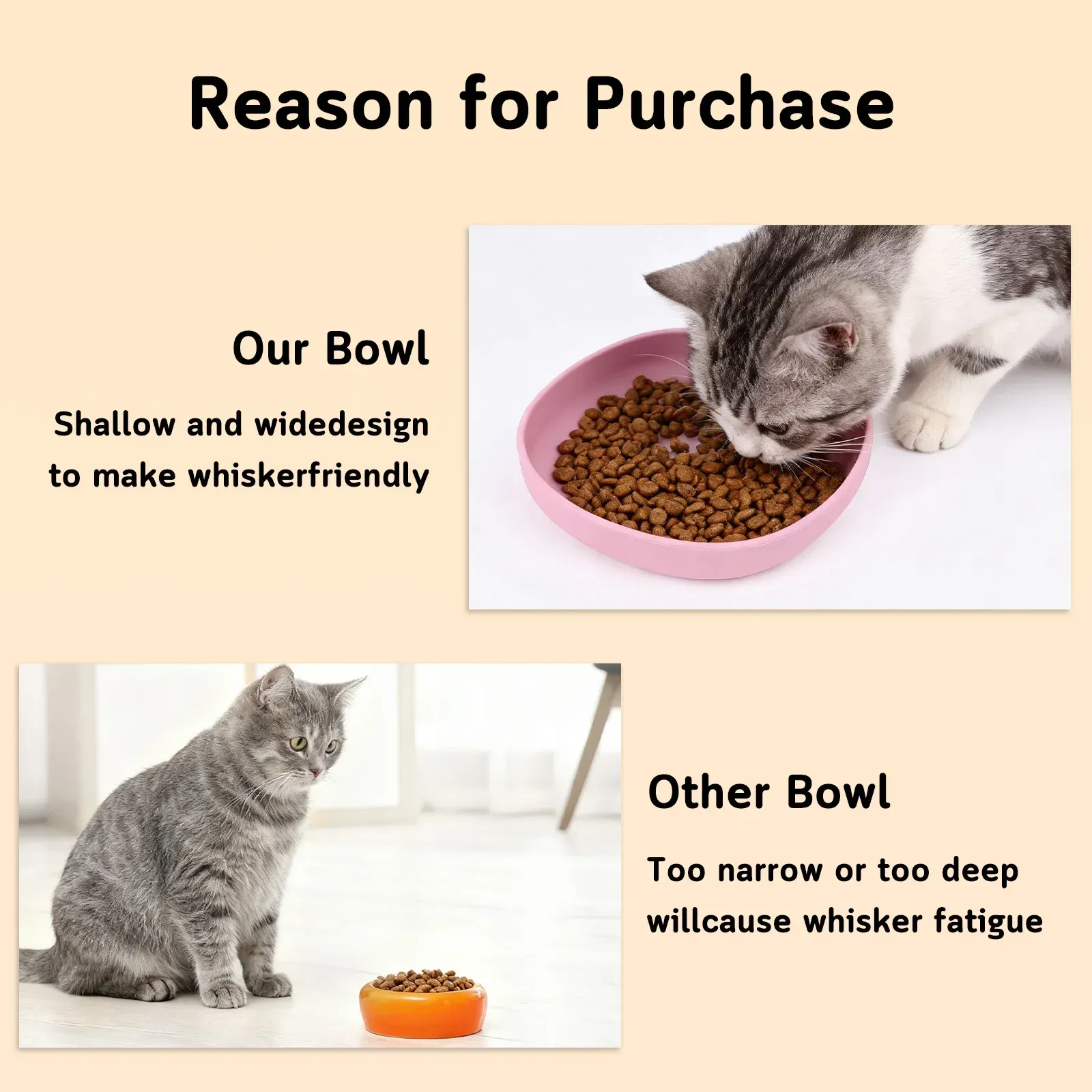 2PCS Silicone Cat Bowls, Whisker-Friendly Wide Shallow Pet Feeding Dish for Dry Wet Food, Non-Spill, Easy Clean, BPA-Free, 7.1" Diameter thumbnail 2