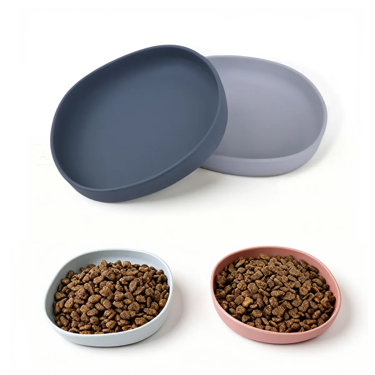 2PCS Silicone Cat Bowls, Whisker-Friendly Wide Shallow Pet Feeding Dish for Dry Wet Food, Non-Spill, Easy Clean, BPA-Free, 7.1" Diameter showcase 1