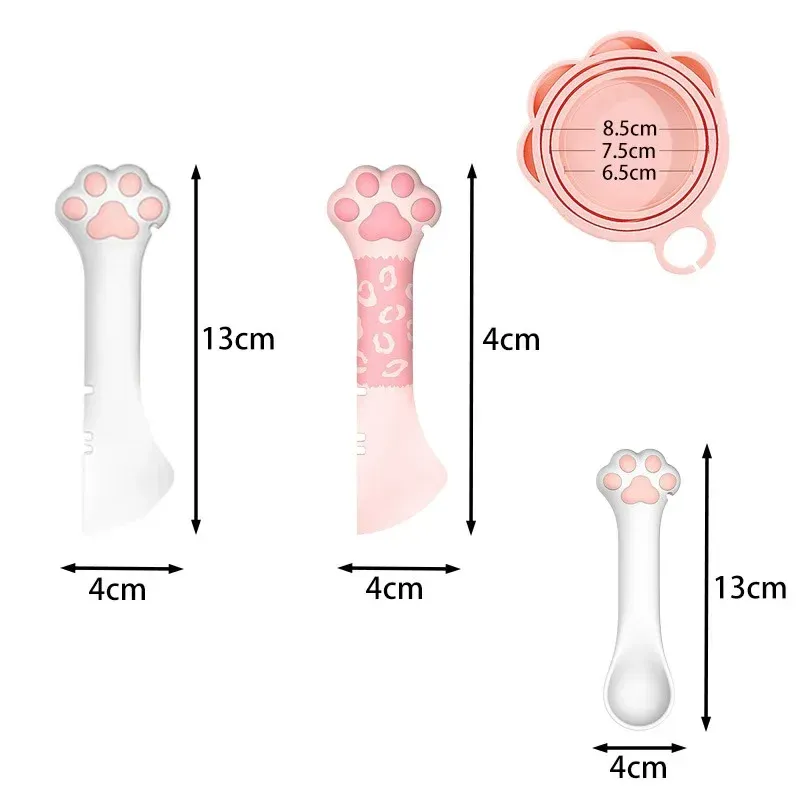 3-in-1 Pet Can Opener Spoon & Silicone Lid Set - Multi-functional Cat Paw Design for Wet/Dry Food Mixing & Storage - Ideal for Dogs & Cats thumbnail 2