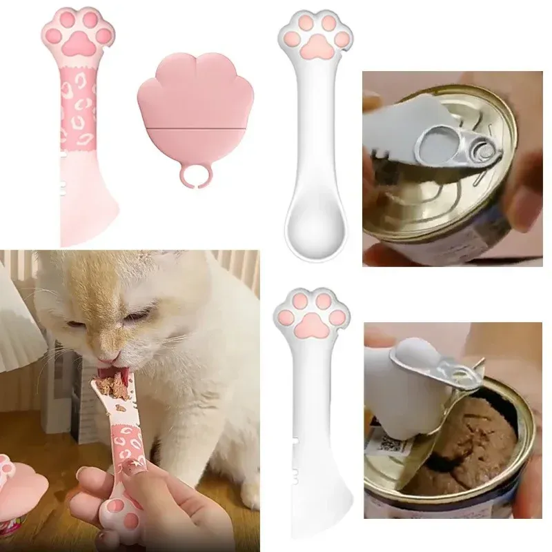 3-in-1 Pet Can Opener Spoon & Silicone Lid Set - Multi-functional Cat Paw Design for Wet/Dry Food Mixing & Storage - Ideal for Dogs & Cats thumbnail 6
