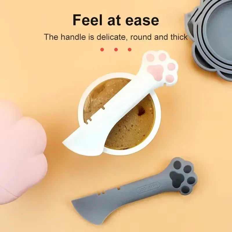 Pet Food Spoon & Can Opener Set - Long Handle Silicone Cat Dog Food Scoop, Airtight Lid for Wet Food Storage, Kitchen Pet Feeding Tool showcase 1
