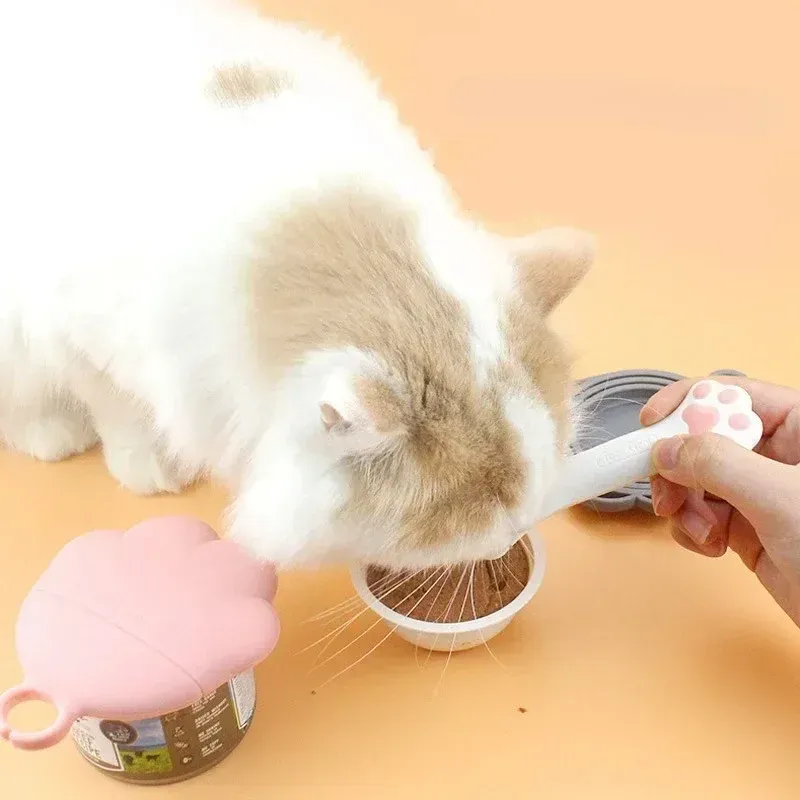 Pet Food Spoon & Can Opener Set - Long Handle Silicone Cat Dog Food Scoop, Airtight Lid for Wet Food Storage, Kitchen Pet Feeding Tool thumbnail 3