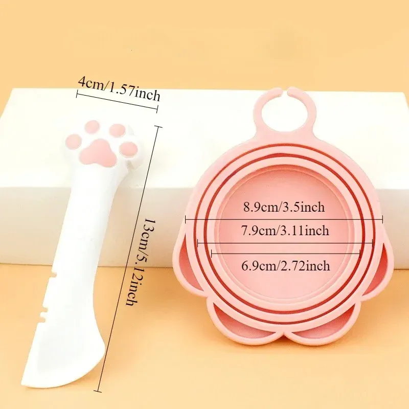Pet Food Spoon & Can Opener Set - Long Handle Silicone Cat Dog Food Scoop, Airtight Lid for Wet Food Storage, Kitchen Pet Feeding Tool showcase 2
