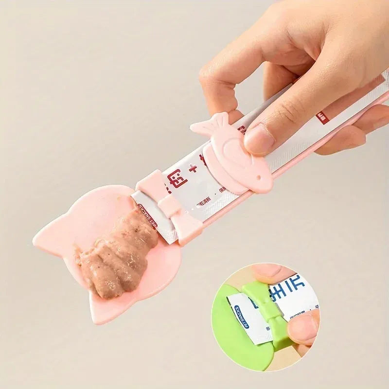 Easy-Squeeze Cat Treat Dispenser with Long Handle - Durable Plastic Lickable Wet Food Feeder Spoon for Cats, Pet Snack Tool thumbnail 2