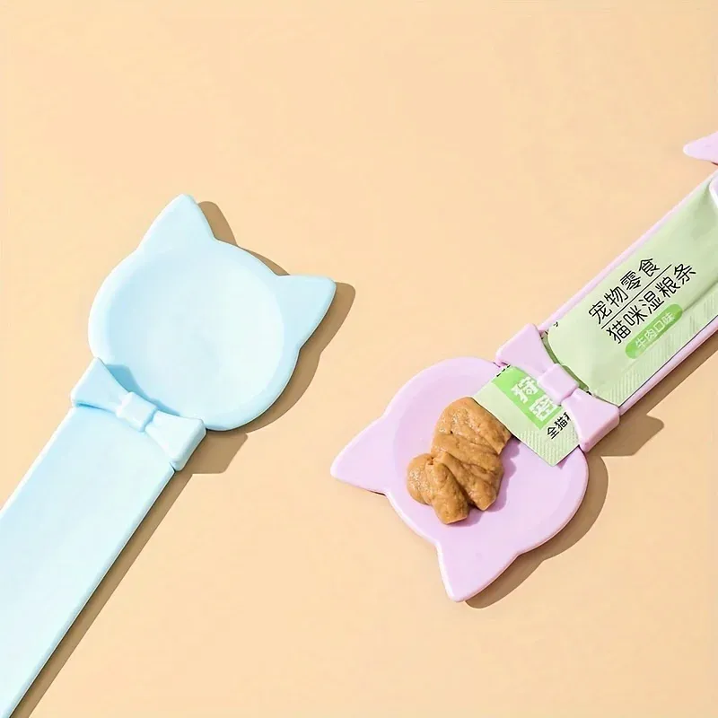 Easy-Squeeze Cat Treat Dispenser with Long Handle - Durable Plastic Lickable Wet Food Feeder Spoon for Cats, Pet Snack Tool thumbnail 3