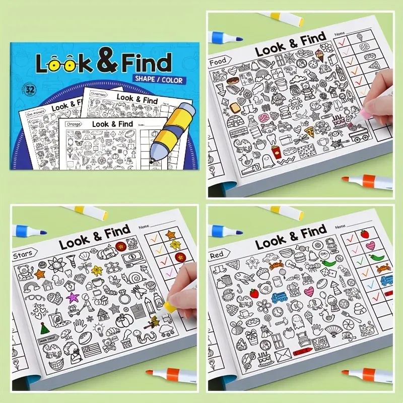 Interactive Seek & Find Coloring Activity Book for Kids with Hidden Object Games, Look & Find Pictures, Matching Exercises - Educational Fun for Children thumbnail 3