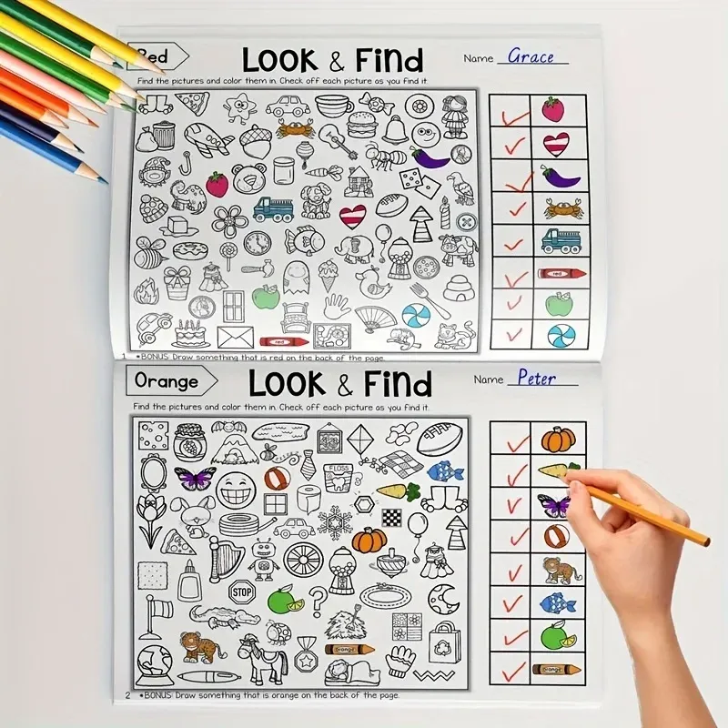 Interactive Seek & Find Coloring Activity Book for Kids with Hidden Object Games, Look & Find Pictures, Matching Exercises - Educational Fun for Children thumbnail 4