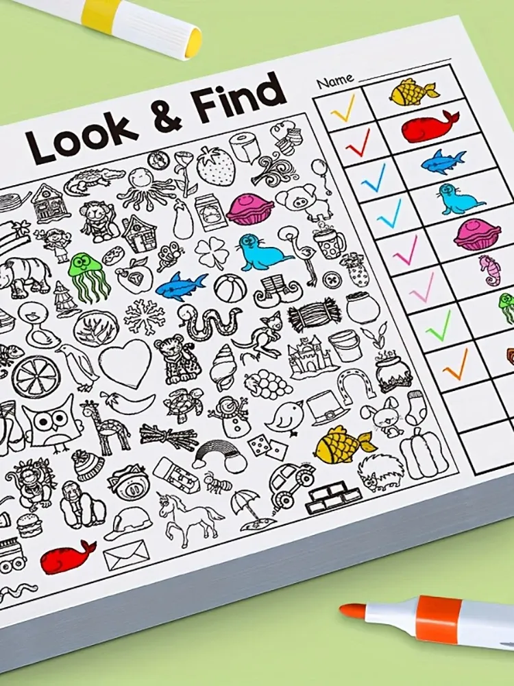 Interactive Seek & Find Coloring Activity Book for Kids with Hidden Object Games, Look & Find Pictures, Matching Exercises - Educational Fun for Children showcase 3