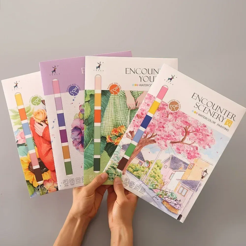 Portable Watercolor Painting Book for Kids & Beginners, 4 Sheets with Paint Brush, Gouache Art Set for Creative Drawing & Graffiti, Educational Stationery Toy thumbnail 4