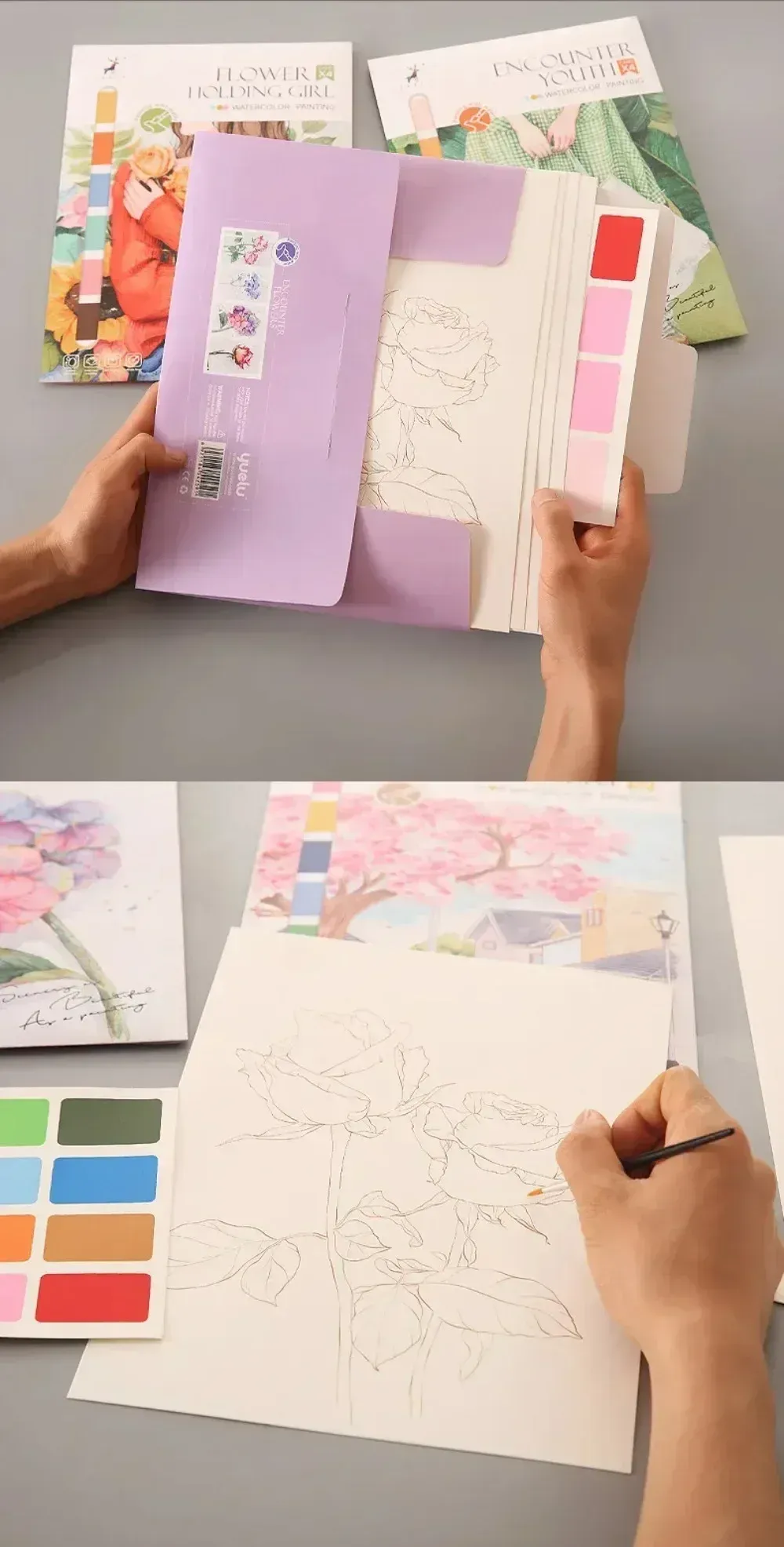 Portable Watercolor Painting Book for Kids & Beginners, 4 Sheets with Paint Brush, Gouache Art Set for Creative Drawing & Graffiti, Educational Stationery Toy showcase 13