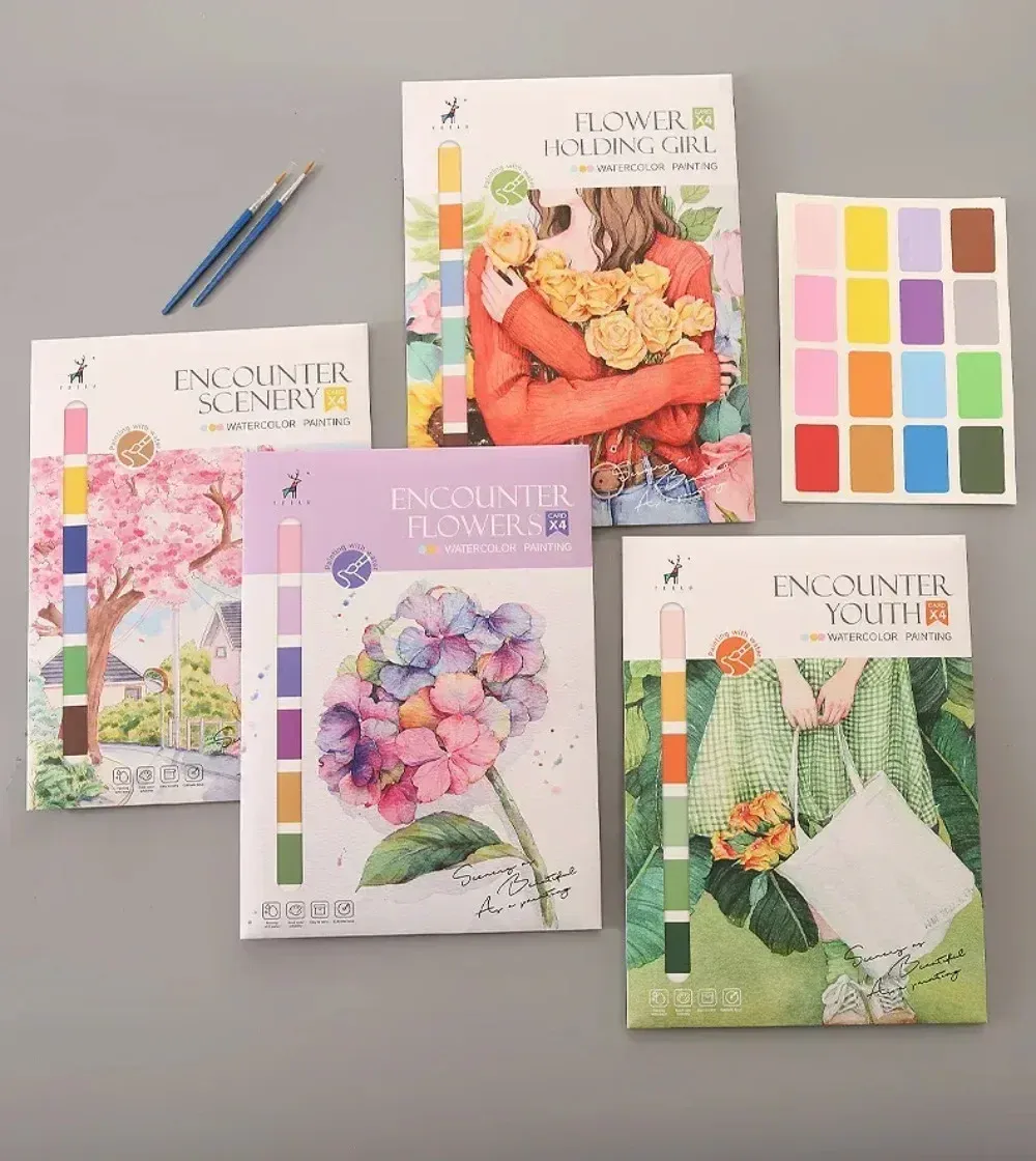 Portable Watercolor Painting Book for Kids & Beginners, 4 Sheets with Paint Brush, Gouache Art Set for Creative Drawing & Graffiti, Educational Stationery Toy showcase 10