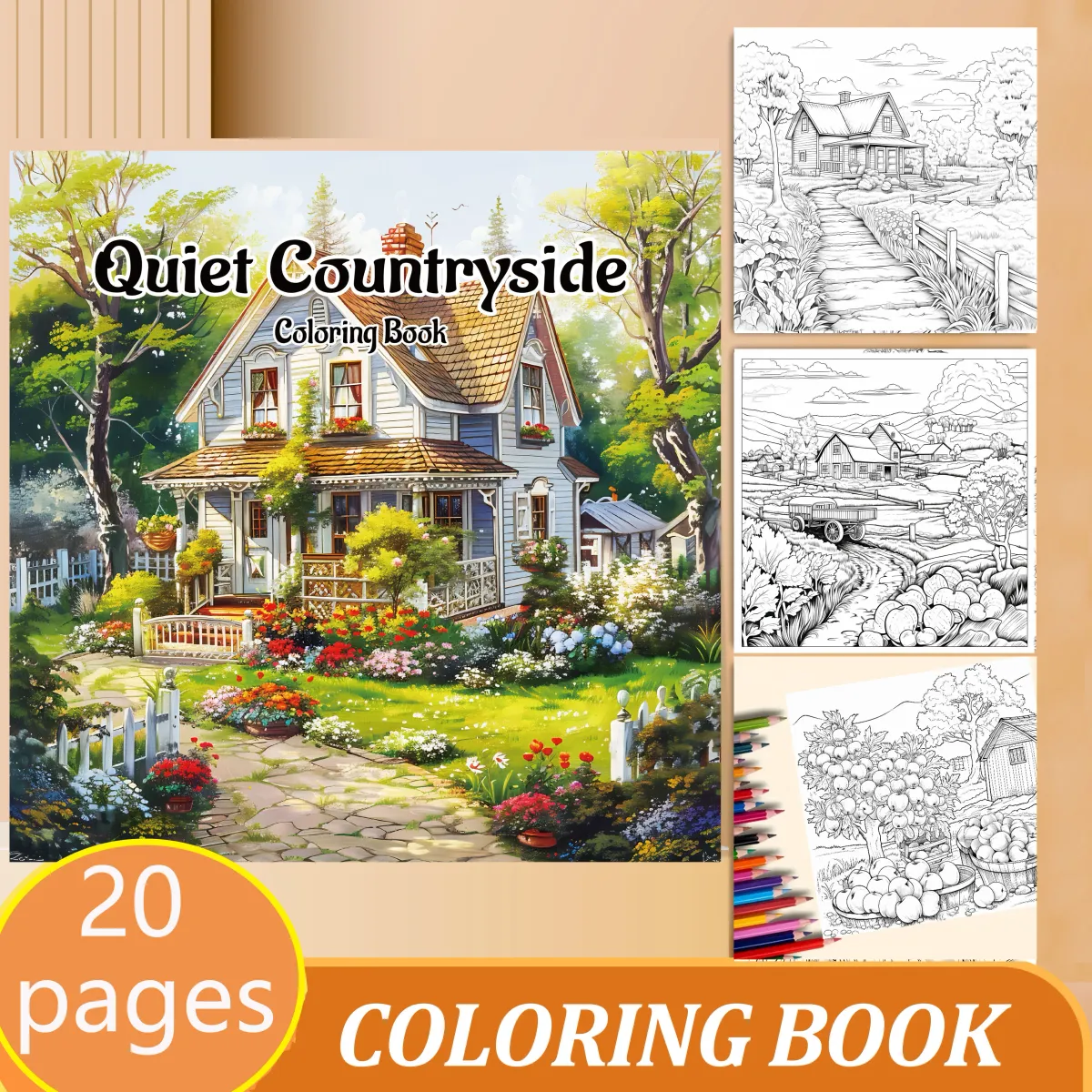 Treehouse Fantasy Adult Coloring Book: 20 Landscape Pages for Relaxation & Stress Relief, Ideal for Beginners & Art Enthusiasts showcase 8