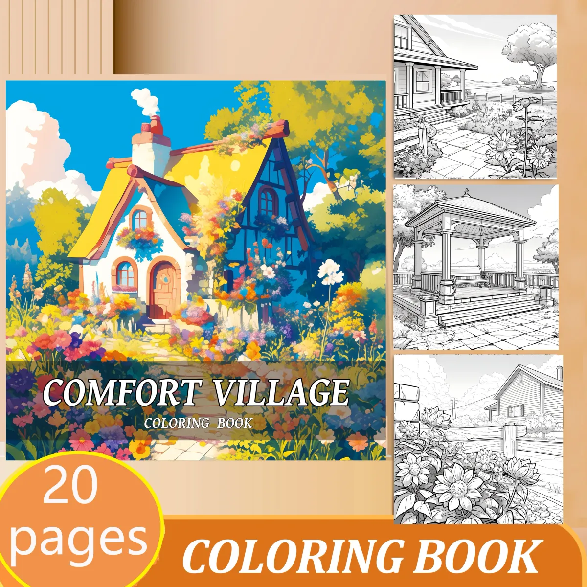 Treehouse Fantasy Adult Coloring Book: 20 Landscape Pages for Relaxation & Stress Relief, Ideal for Beginners & Art Enthusiasts showcase 13