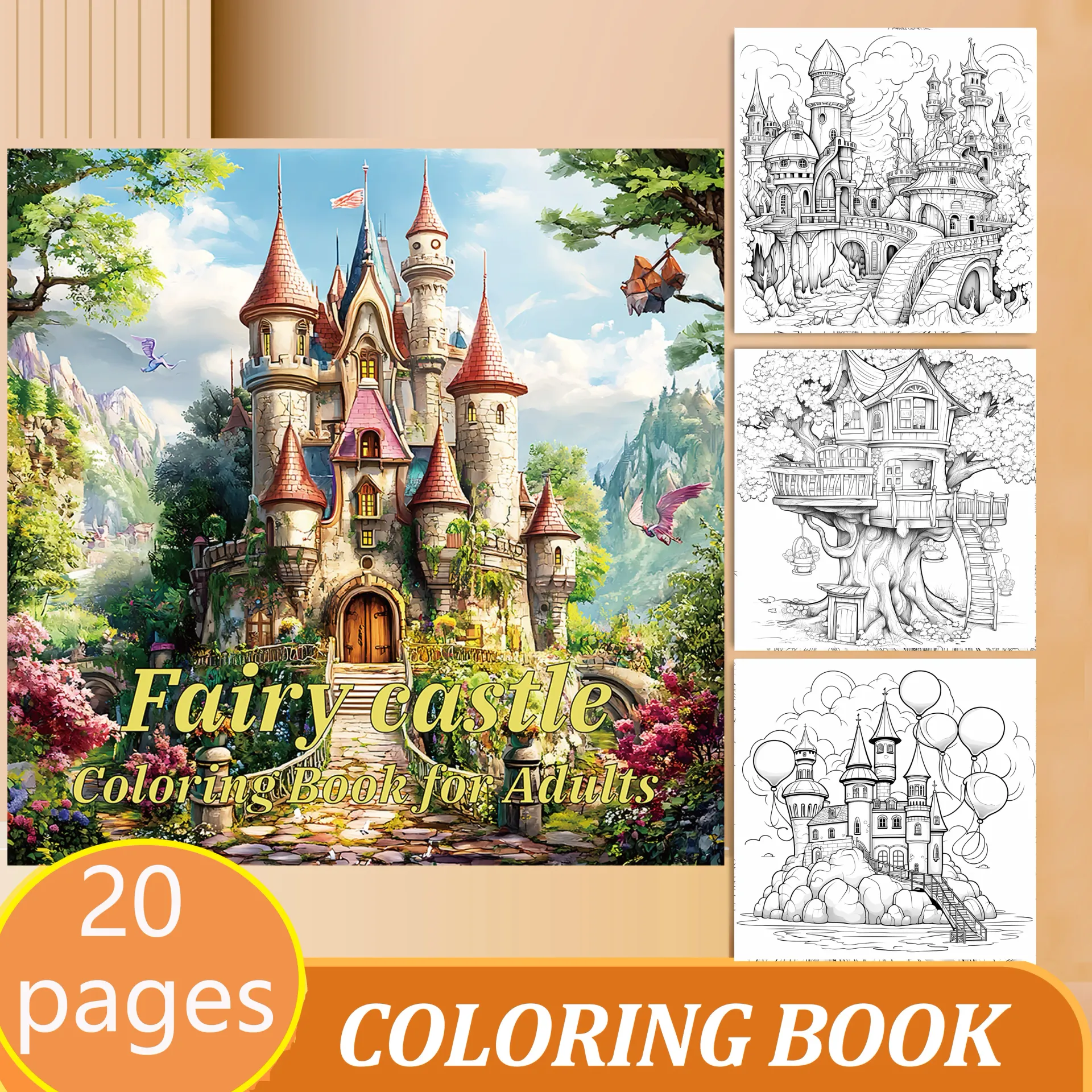 Treehouse Fantasy Adult Coloring Book: 20 Landscape Pages for Relaxation & Stress Relief, Ideal for Beginners & Art Enthusiasts thumbnail 2