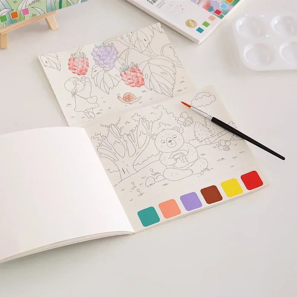 Creative Watercolor Painting Book for Kids: Fairy Tale, Animal & Flower Designs, Gouache Graffiti Drawing Pad, Children's DIY Art Toy, 20 Pages thumbnail 3