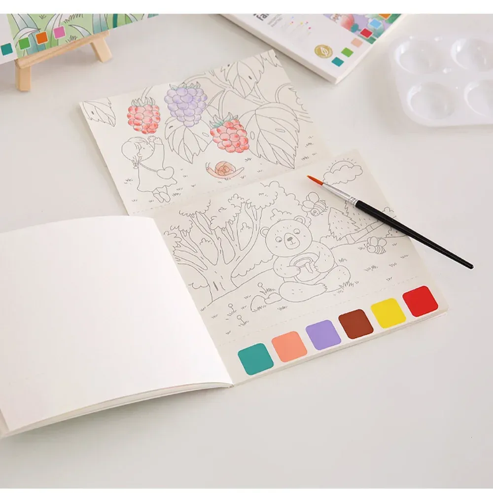 Creative Watercolor Painting Book for Kids: Fairy Tale, Animal & Flower Designs, Gouache Graffiti Drawing Pad, Children's DIY Art Toy, 20 Pages showcase 9