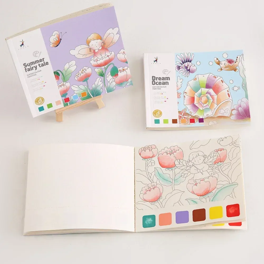 Creative Watercolor Painting Book for Kids: Fairy Tale, Animal & Flower Designs, Gouache Graffiti Drawing Pad, Children's DIY Art Toy, 20 Pages thumbnail 2