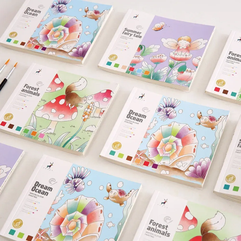 Creative Watercolor Painting Book for Kids: Fairy Tale, Animal & Flower Designs, Gouache Graffiti Drawing Pad, Children's DIY Art Toy, 20 Pages thumbnail 5