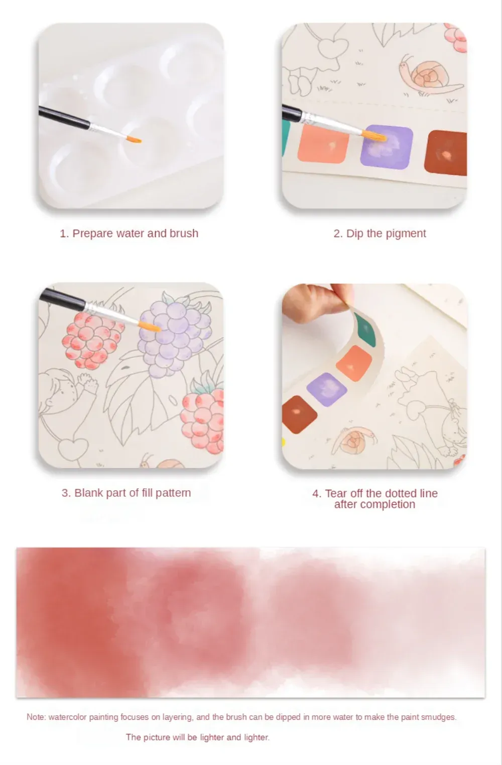 Creative Watercolor Painting Book for Kids: Fairy Tale, Animal & Flower Designs, Gouache Graffiti Drawing Pad, Children's DIY Art Toy, 20 Pages showcase 4