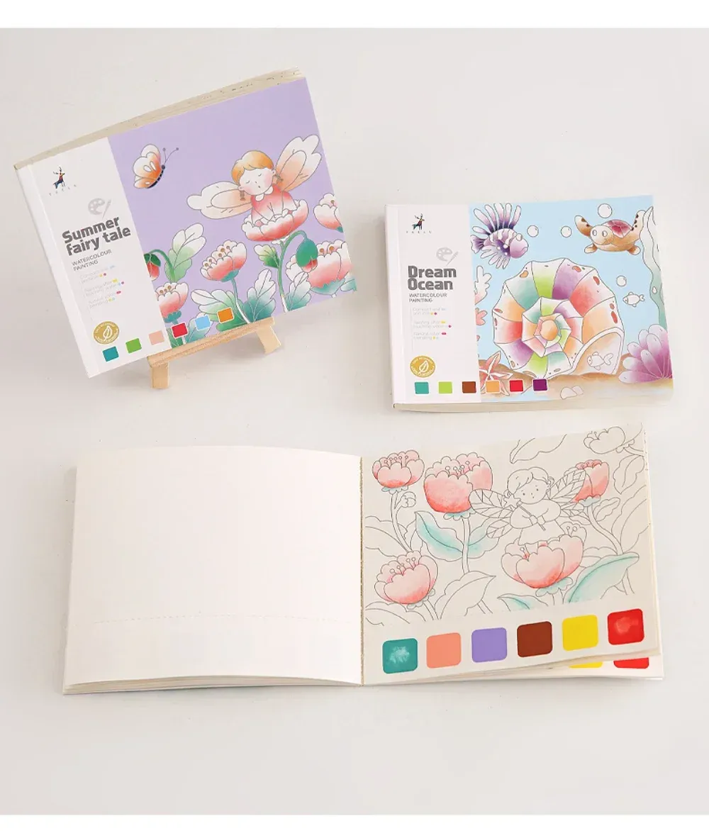 Creative Watercolor Painting Book for Kids: Fairy Tale, Animal & Flower Designs, Gouache Graffiti Drawing Pad, Children's DIY Art Toy, 20 Pages showcase 10