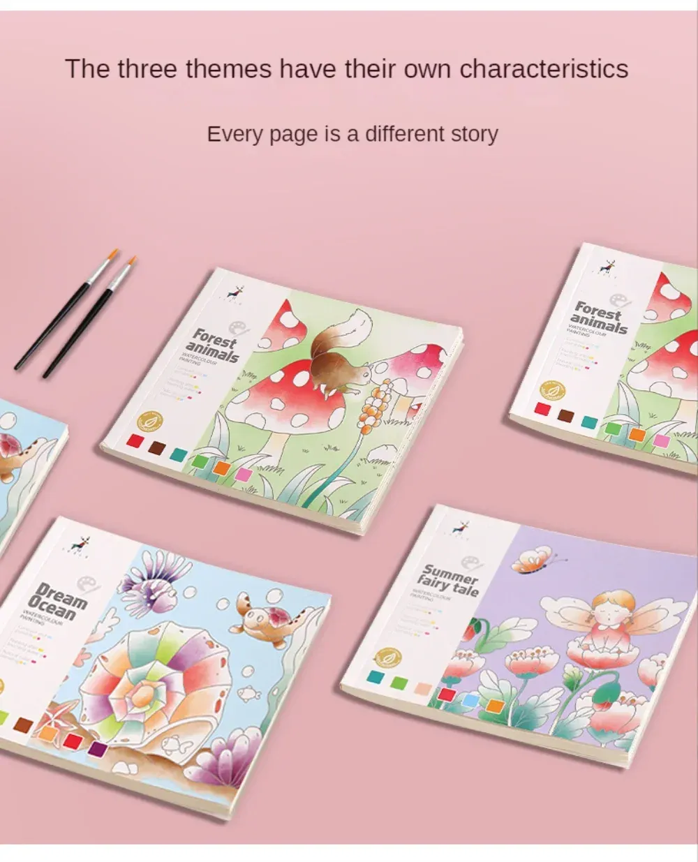 Creative Watercolor Painting Book for Kids: Fairy Tale, Animal & Flower Designs, Gouache Graffiti Drawing Pad, Children's DIY Art Toy, 20 Pages showcase 5