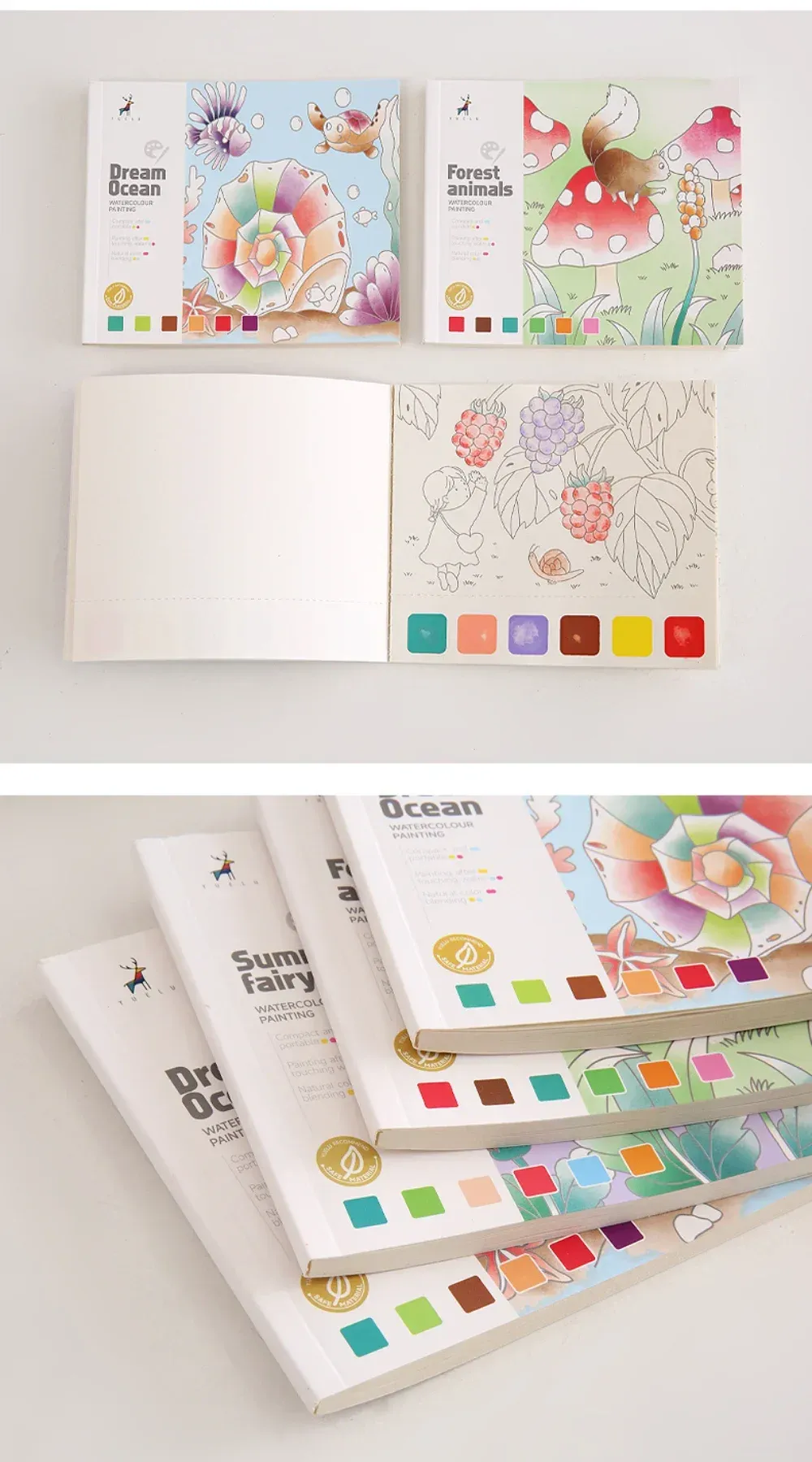 Creative Watercolor Painting Book for Kids: Fairy Tale, Animal & Flower Designs, Gouache Graffiti Drawing Pad, Children's DIY Art Toy, 20 Pages showcase 1
