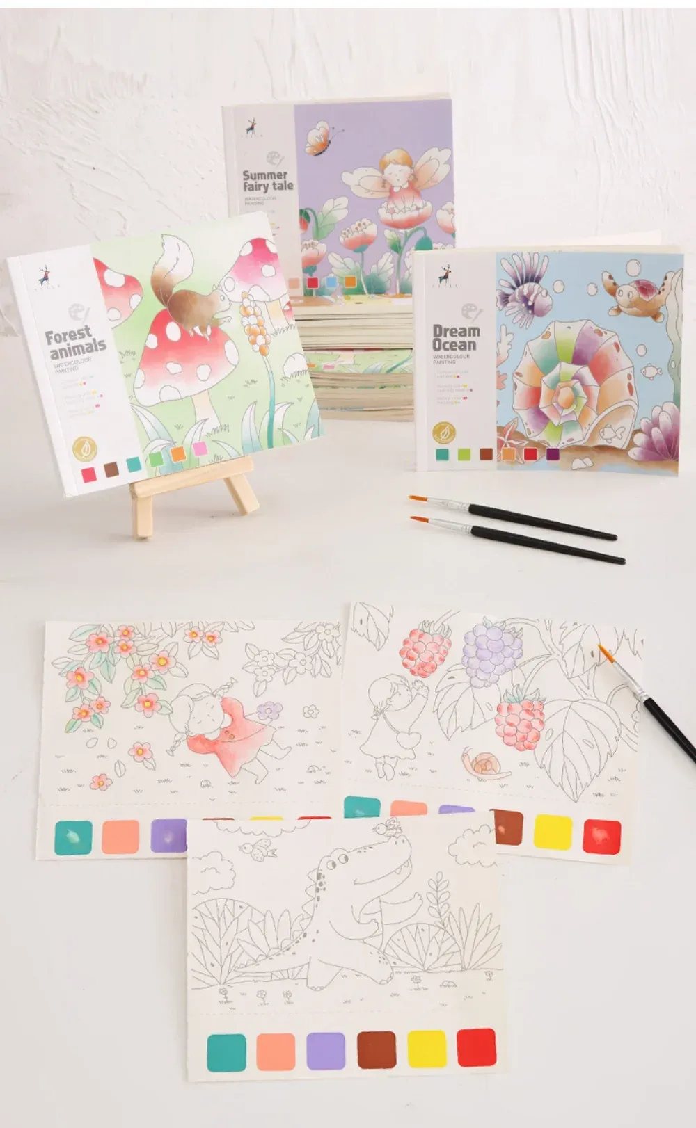 Creative Watercolor Painting Book for Kids: Fairy Tale, Animal & Flower Designs, Gouache Graffiti Drawing Pad, Children's DIY Art Toy, 20 Pages showcase 6