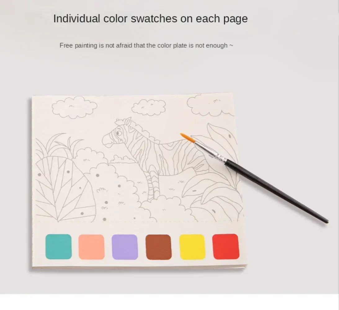 Creative Watercolor Painting Book for Kids: Fairy Tale, Animal & Flower Designs, Gouache Graffiti Drawing Pad, Children's DIY Art Toy, 20 Pages showcase 7