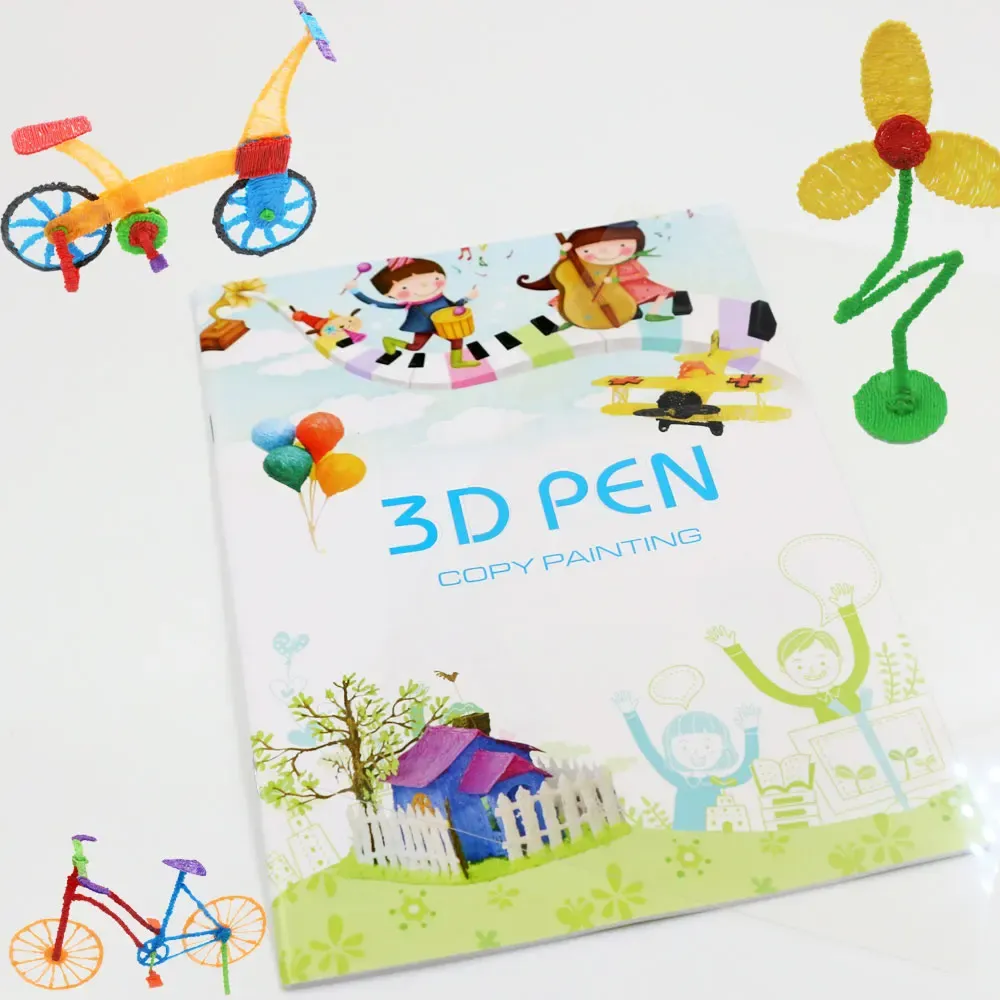 3D Printing Pen Drawing Book with Reusable Templates - Kids Art Supplies, Thick Paper, Clear Plate, Colorful Patterns for Creative Painting & Copying thumbnail 1