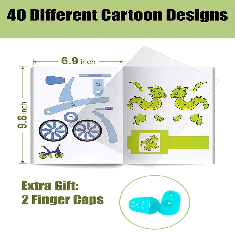 3D Printing Pen Drawing Book with Reusable Templates - Kids Art Supplies, Thick Paper, Clear Plate, Colorful Patterns for Creative Painting & Copying thumbnail 2