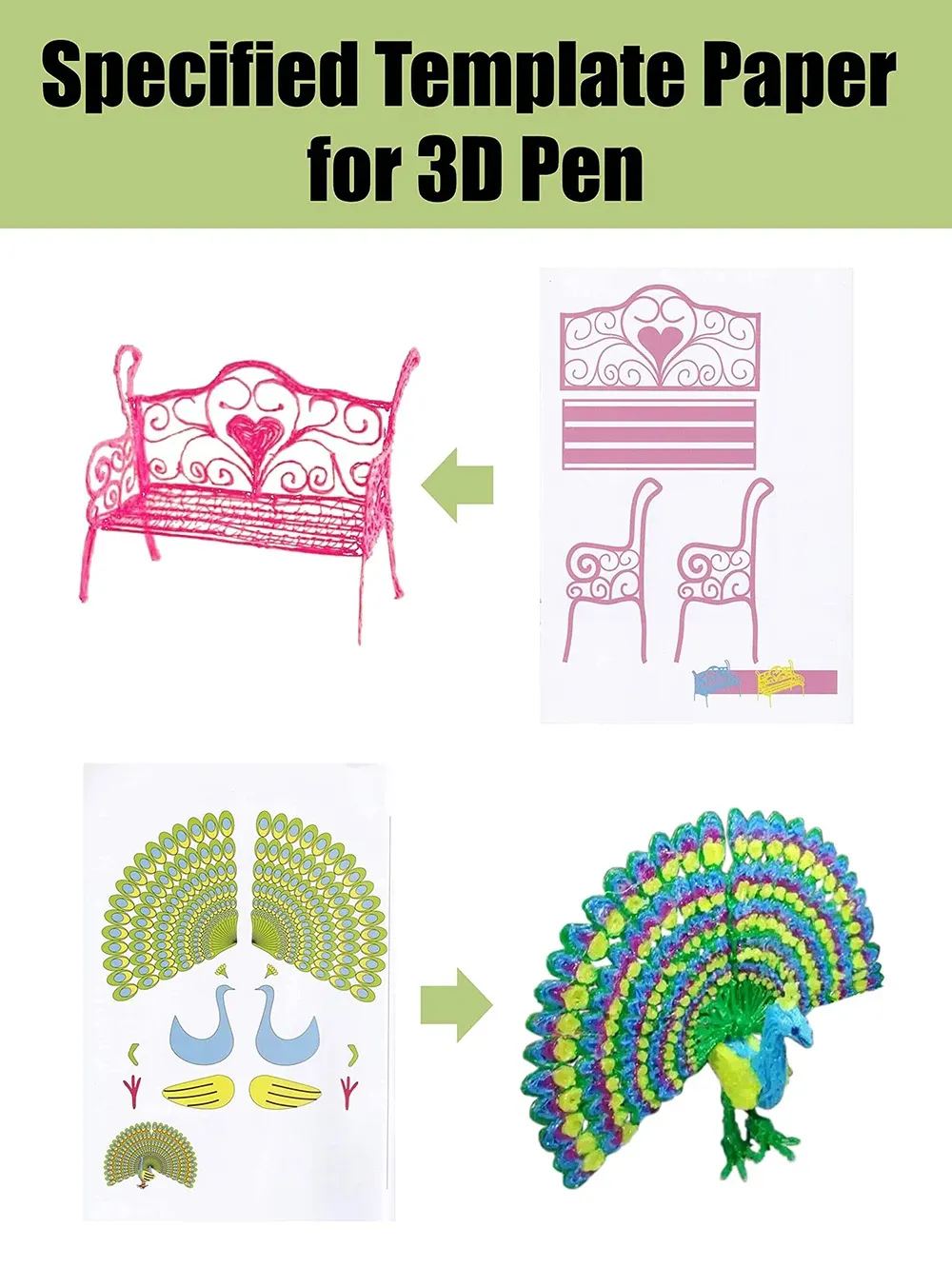 3D Printing Pen Drawing Book with Reusable Templates - Kids Art Supplies, Thick Paper, Clear Plate, Colorful Patterns for Creative Painting & Copying showcase 5