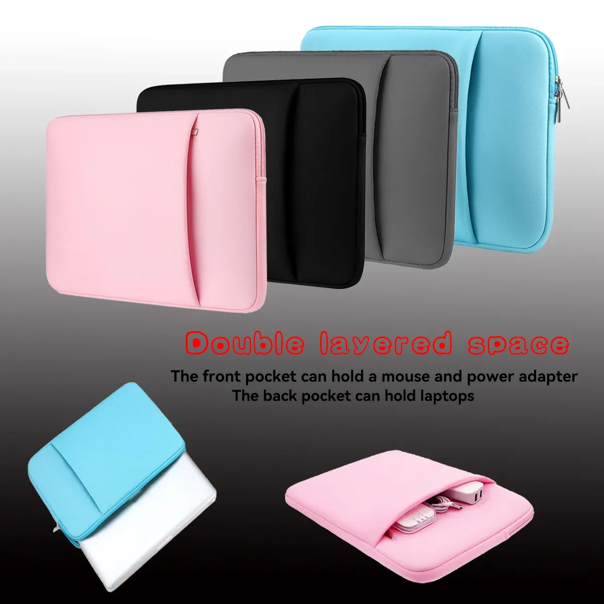 11-17 Inch Laptop Bag Protective Sleeve Case with Front Pocket for Power Accessories, Casual Polyester Computer Bag for Men & Women thumbnail 1