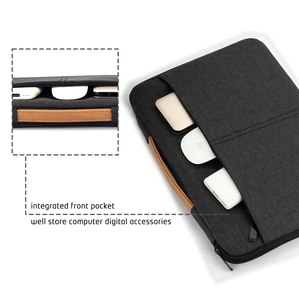 14/15.6 Inch Laptop Sleeve Bag Pouch for MacBook, HP, Dell, Acer - Shockproof Business Travel Briefcase for Men thumbnail 2