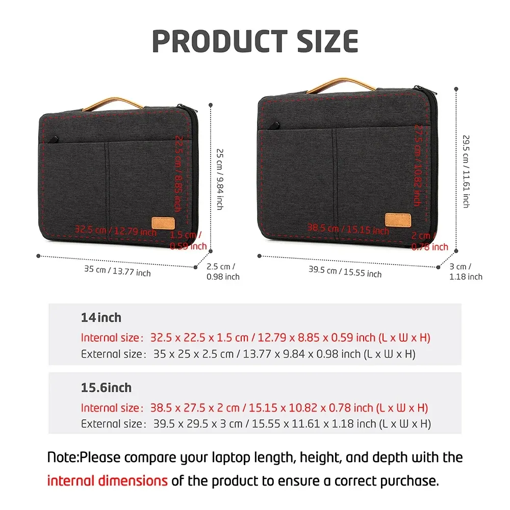 14/15.6 Inch Laptop Sleeve Bag Pouch for MacBook, HP, Dell, Acer - Shockproof Business Travel Briefcase for Men showcase 2