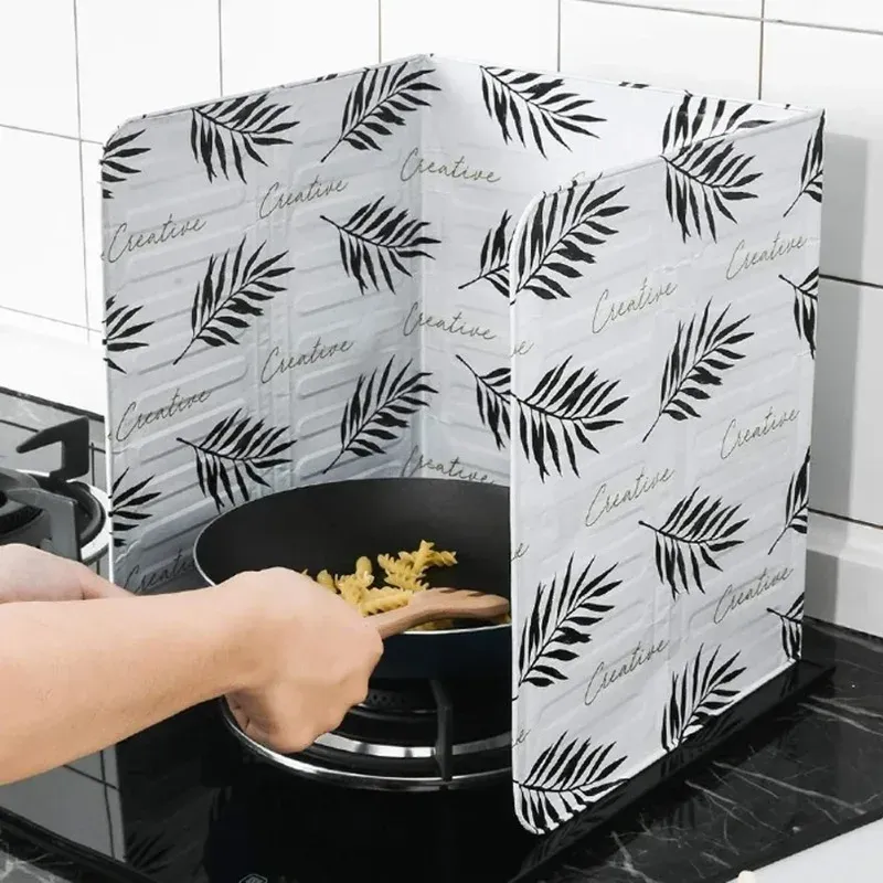 Aluminum Foil Oil Splatter Guard for Kitchen Gas Stove - Foldable, Heat-Resistant Splash Screen for Fried Cooking, Easy Clean Protector thumbnail 5